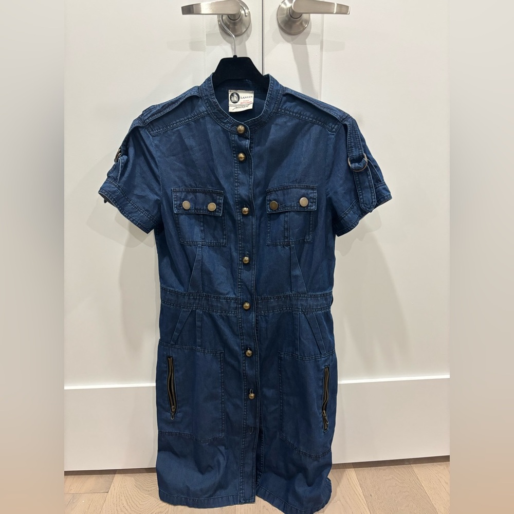 Lanvin Navy Blue Denim Shirt Dress-42-perfect cond.